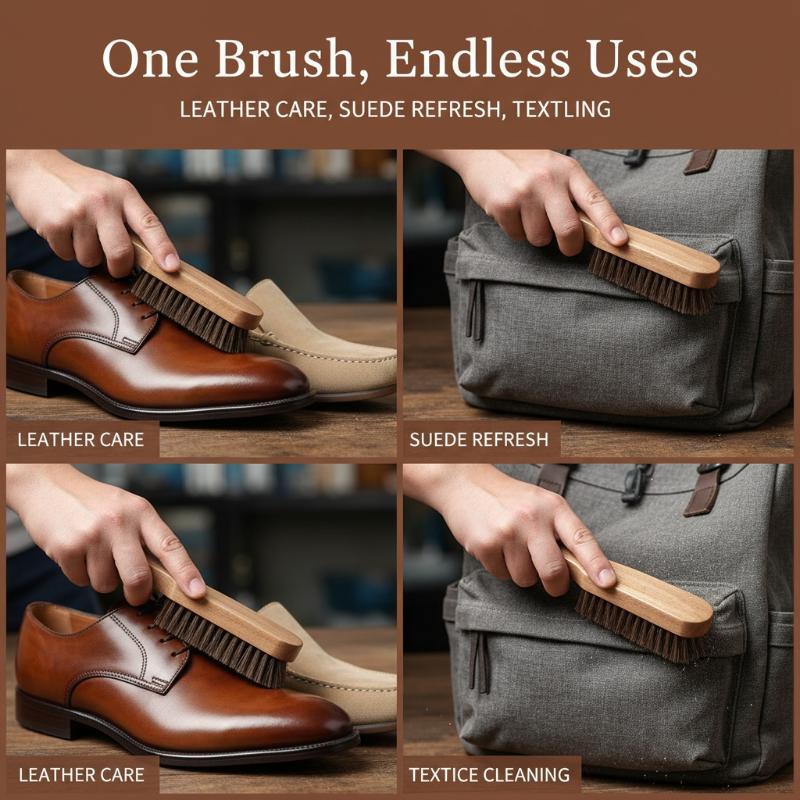 Shoe Cleaning Brush - 1PC Wood Shoe Brush Horse Hair
